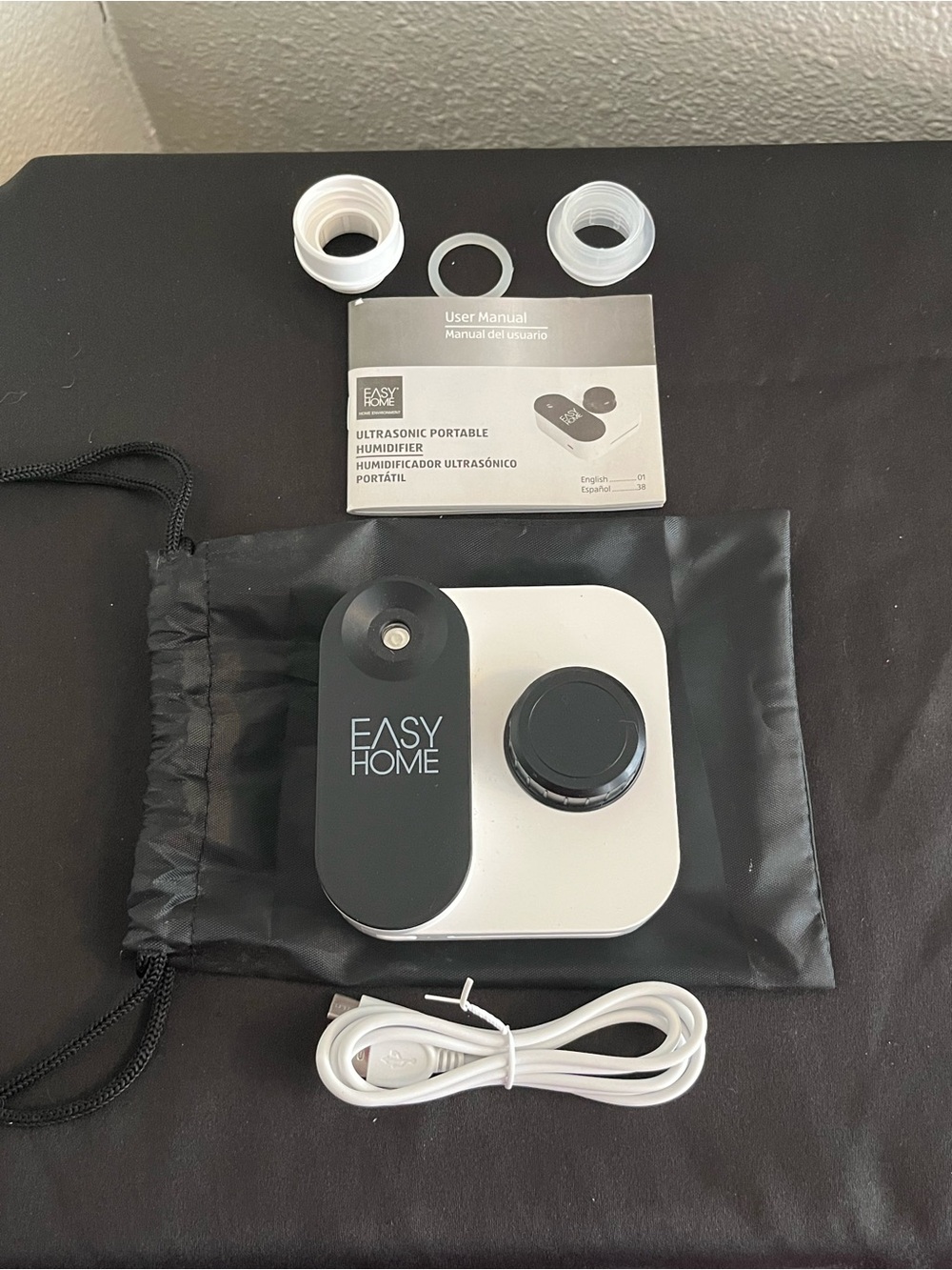 Easy Home White and Black Ultrasonic Portable Humidifier